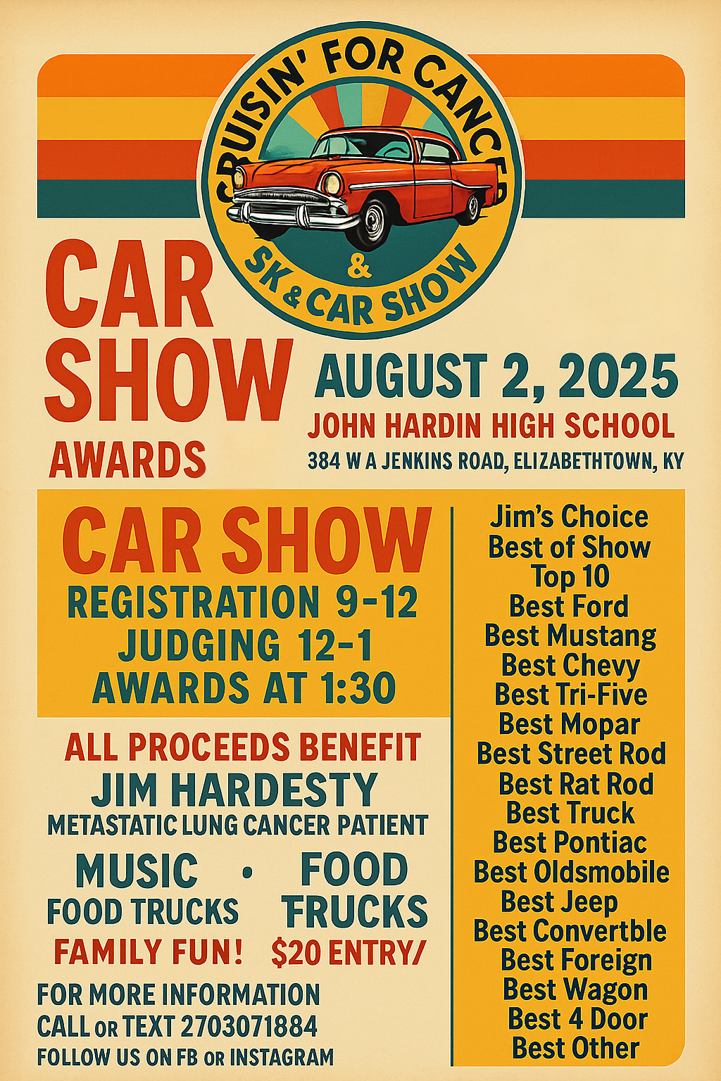 Car Show Flyer August 2nd, 2025 John Hardin High School